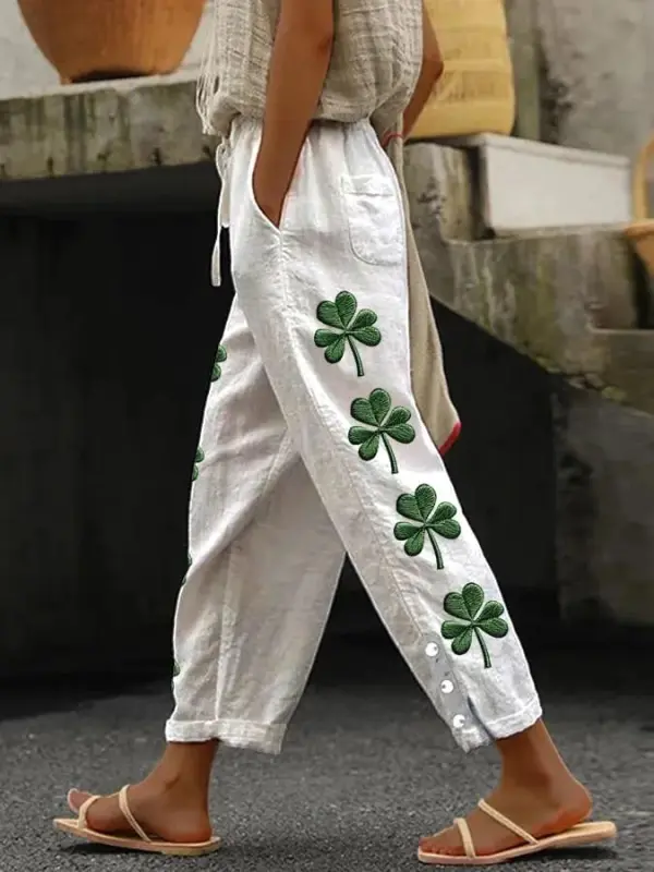 Women's St. Patrick's Day Lace Up Loose Casual Pants