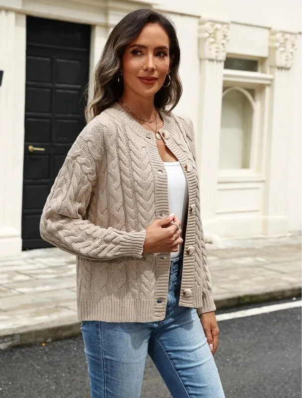 Casual Cable Knit Cardigan Sweaters for Women