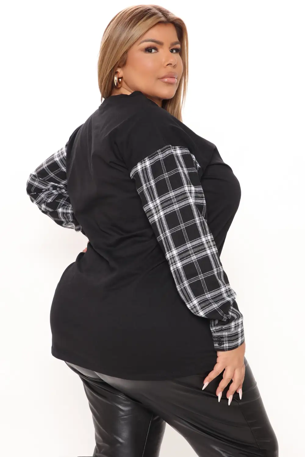 Brooklyn Plaid Tunic Top - Black/White