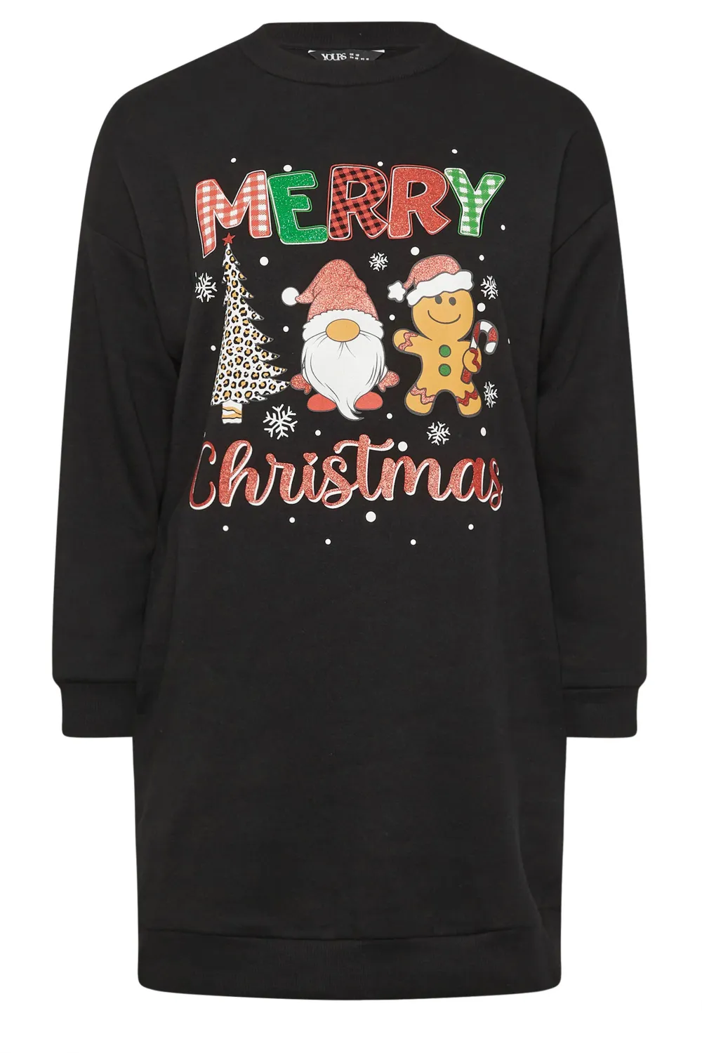 YOURS Curve Black 'Merry Christmas' Heart Embellished Sweatshirt Dress