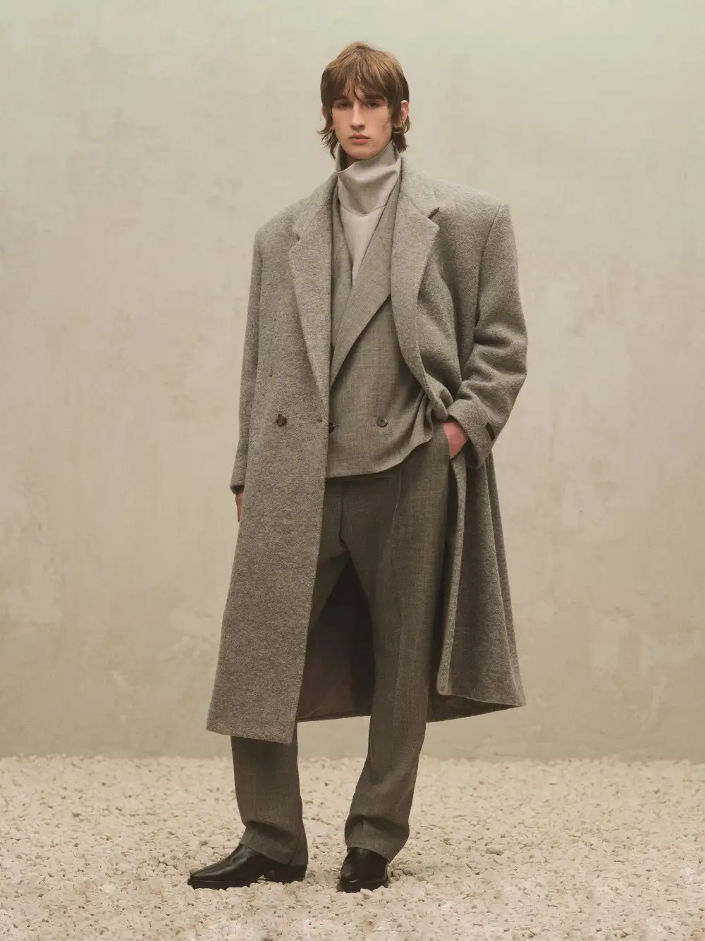 Boiled Wool Relaxed Overcoat