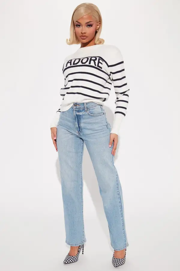J'adore Striped Sweater - Ivory