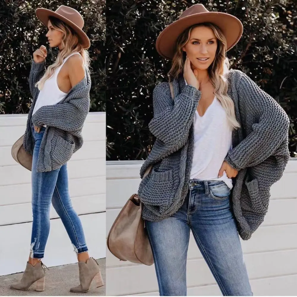 women's thick knitted cardigan coat knitted sweater