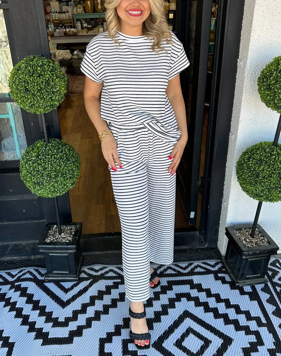 Women'S Casual Striped Two Piece Set