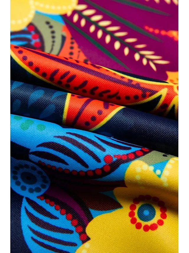 Printed Drawstring Tankini Swimsuit