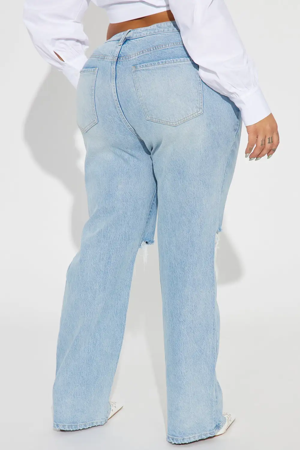 Playing Games Ripped Straight Leg Jeans - Medium Wash