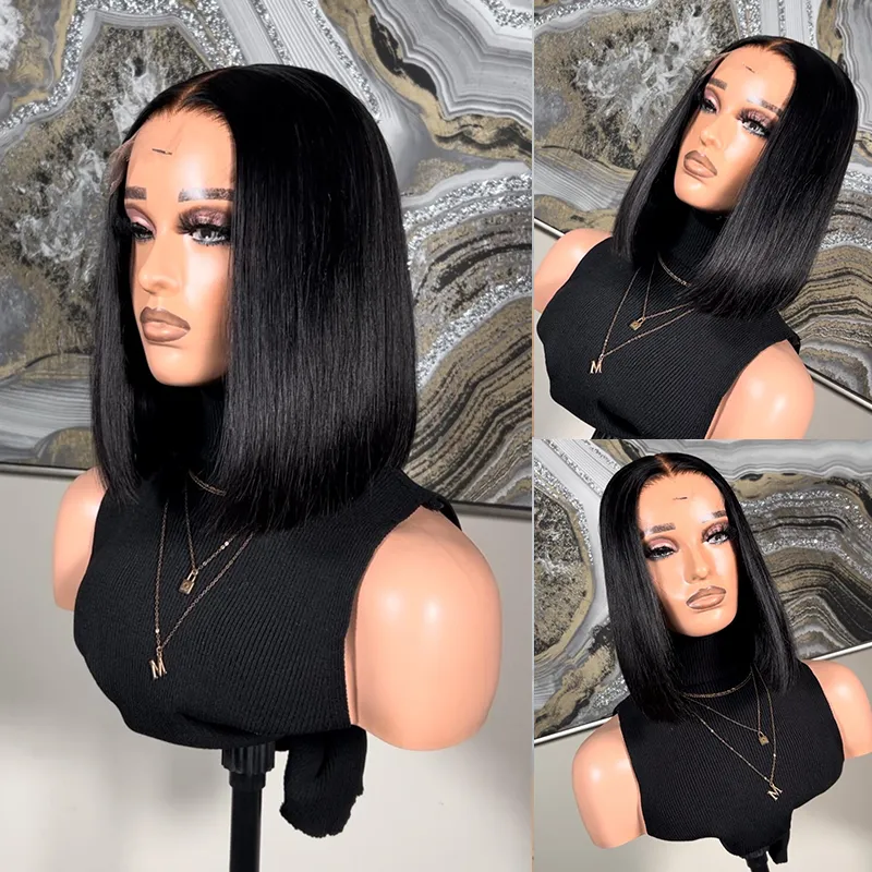 Affordable #1 Jet Black Human Hair Bob Wigs Straight Short Bob Wigs For Women