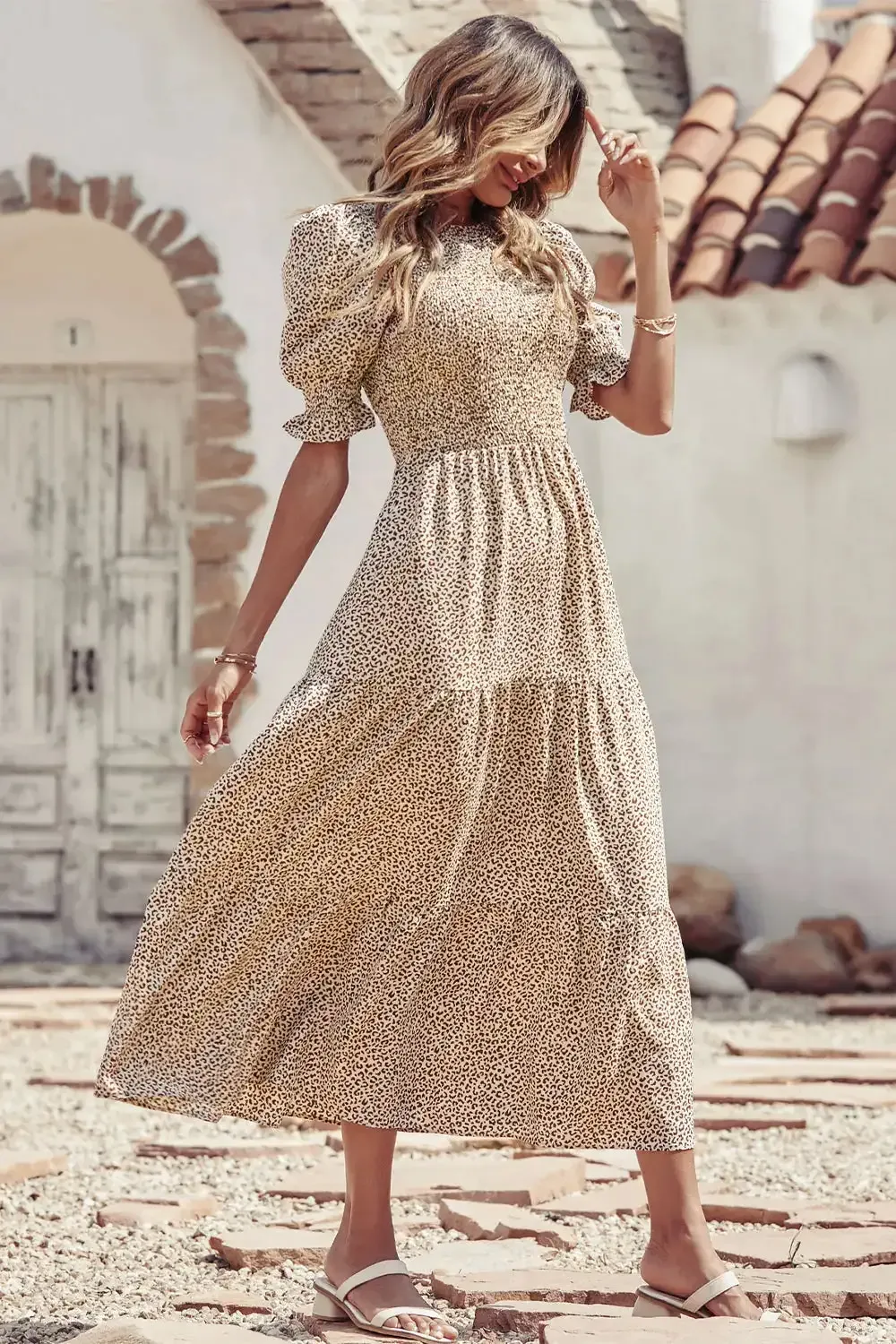 Summer Ruffle Bohemian Tiered Smocked Maxi Dress