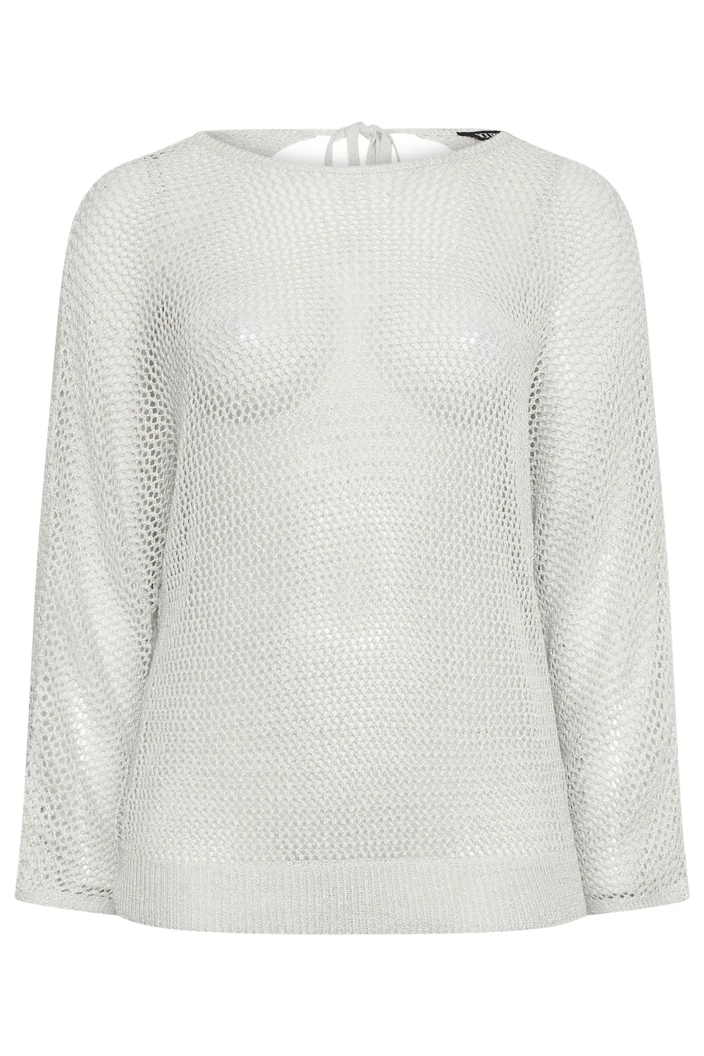 YOURS Curve Grey Metallic Crochet Jumper
