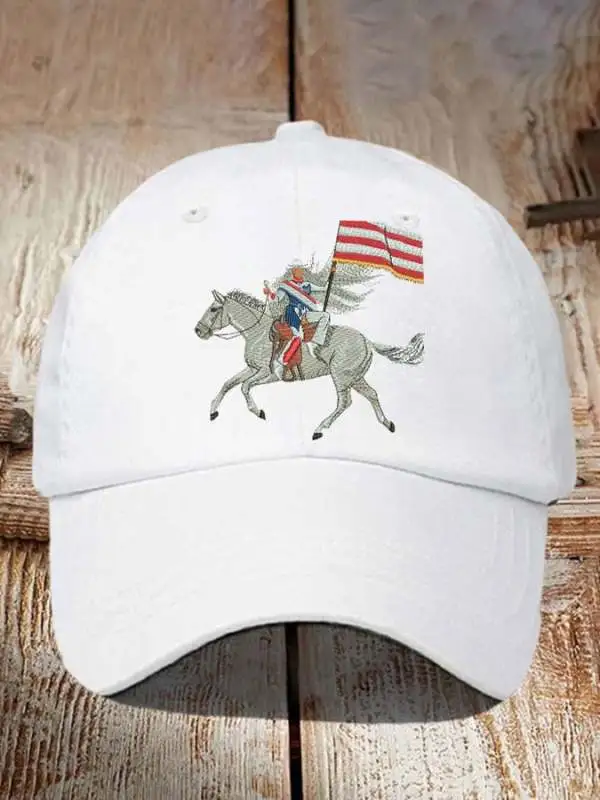 Retro Country Western Music Cowboy Horse And Flag Print Baseball Cap