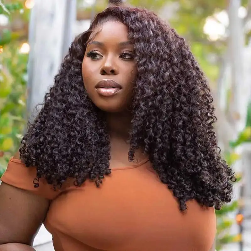 Burmese Curly V Part Wig No Leave Out Upgraded V Part Wig 100% Human Hair