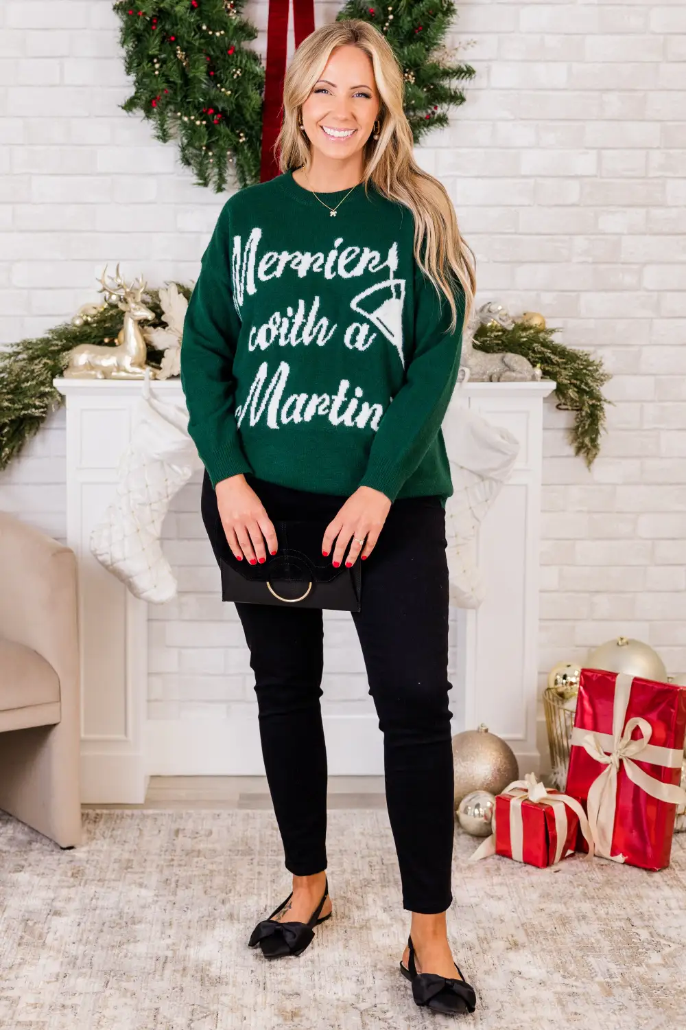 Merrier With A Martini Sweater, Green