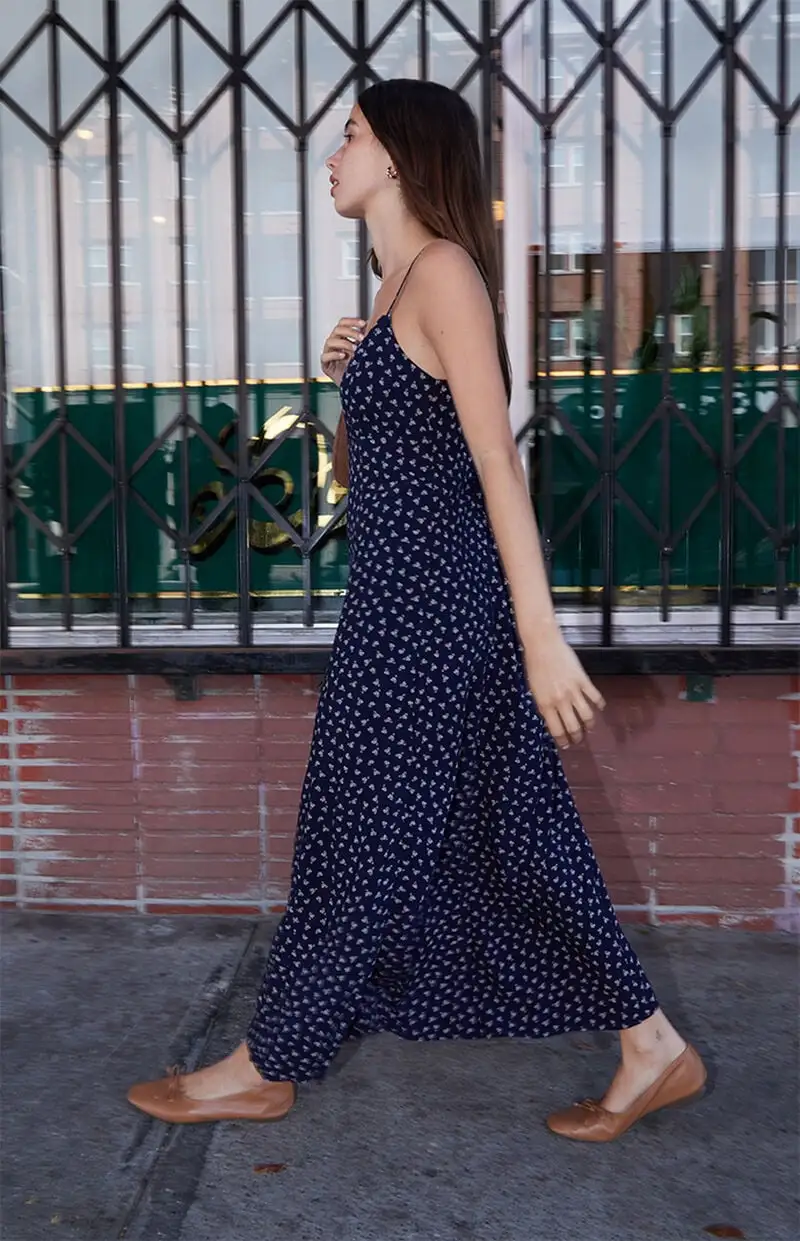 John Galt Blue & White Floral Colleen Midi Slip Dress