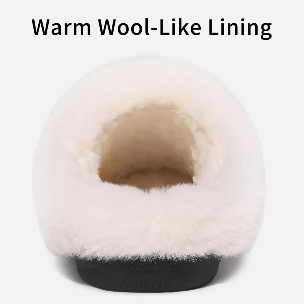 Warm Knit House Slippers for Women Comfy Wool-Like Lined Chenille Slippers with Memory Foam and Indoor Outdoor Soles
