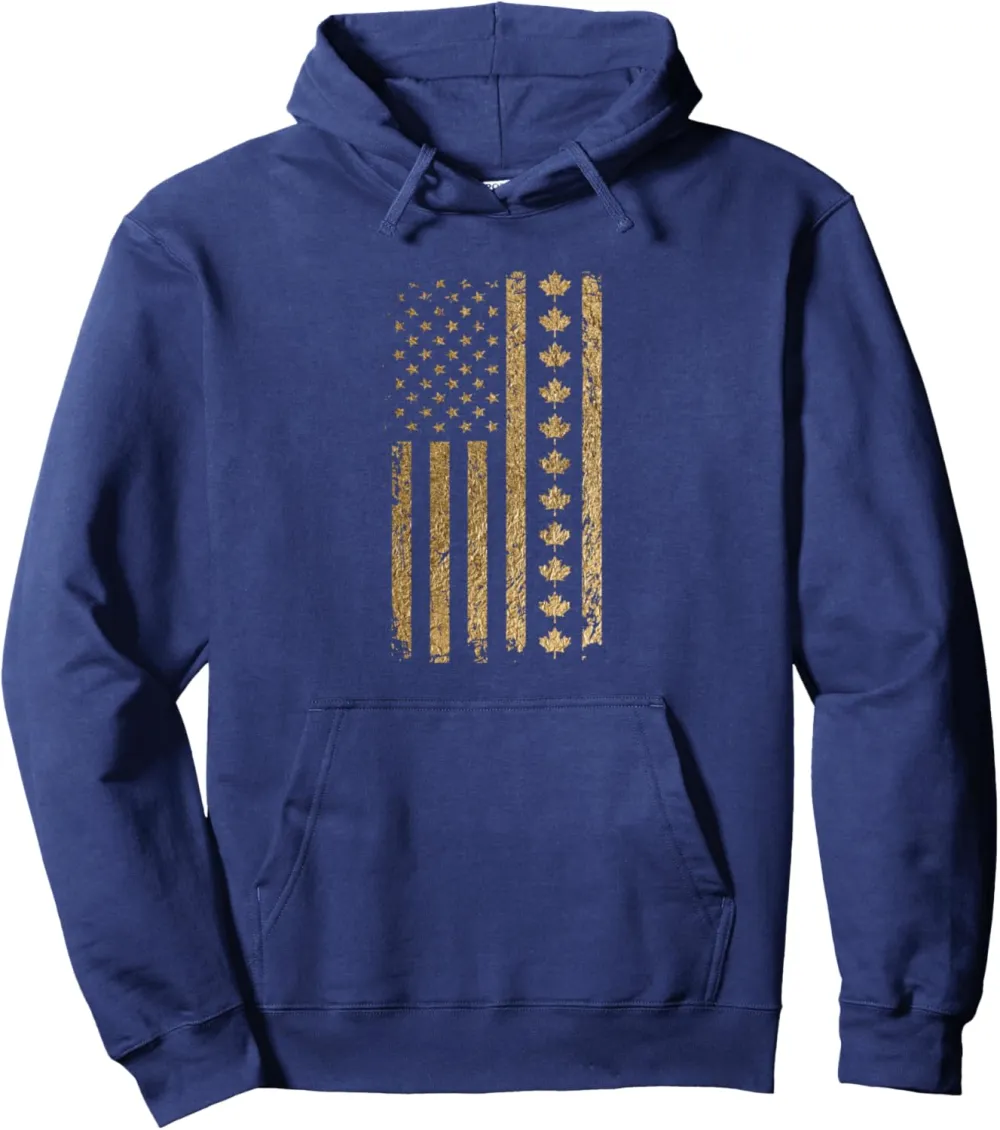 Our 51st state of America American Flag with Canada Maple Pullover Hoodie