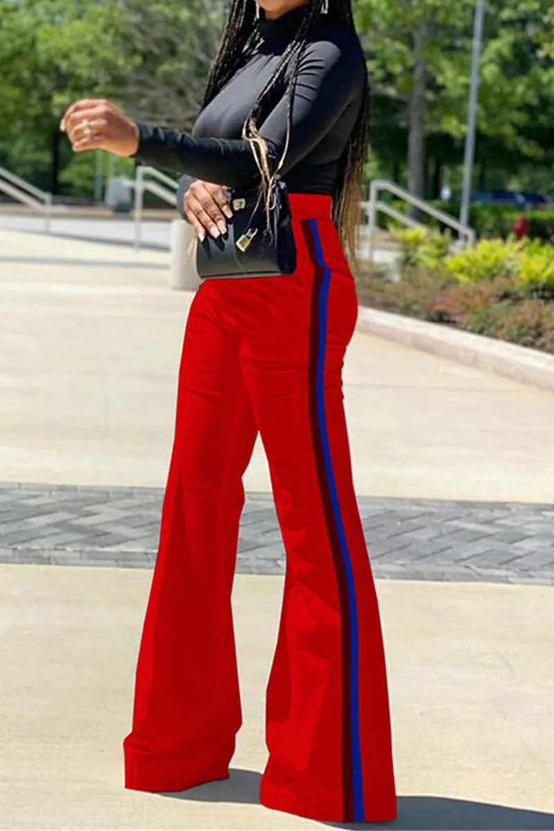 Stripe Side High Waist Flare Pants