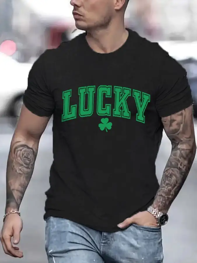 Men's St. Patrick's Day Lucky Shamrock Casual Tee