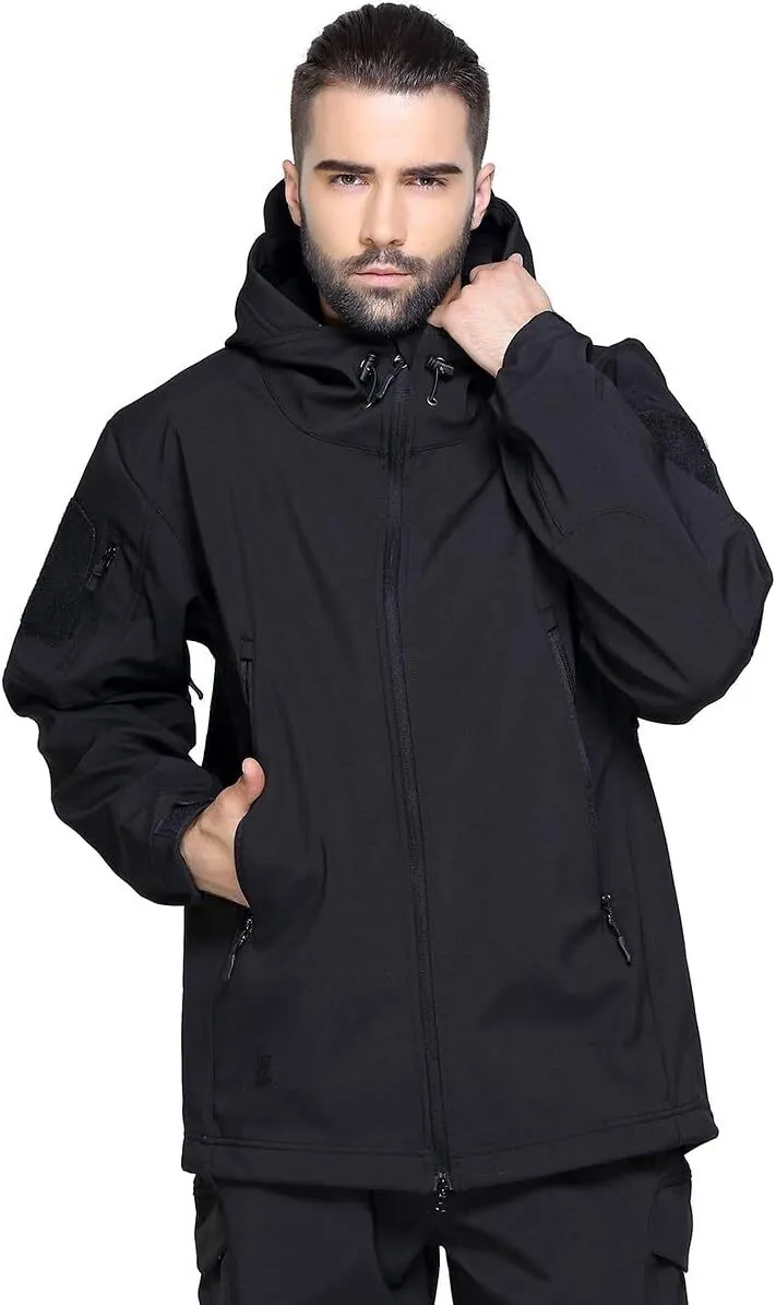 Men's Soft Shell Military Tactical Jacket Outdoor Camouflage Hunting Fleece Hooded Coat
