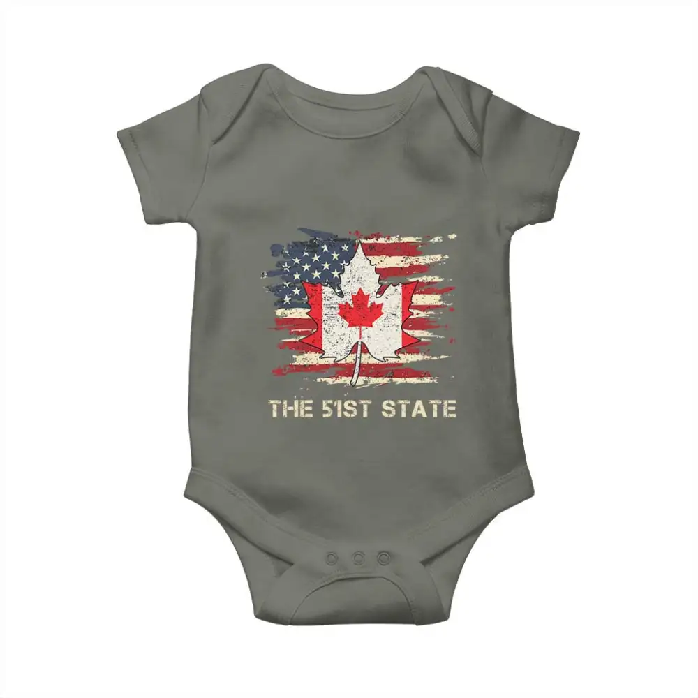 Canada The 51st State Baby Onesie Canadian Maple American Flag TS09