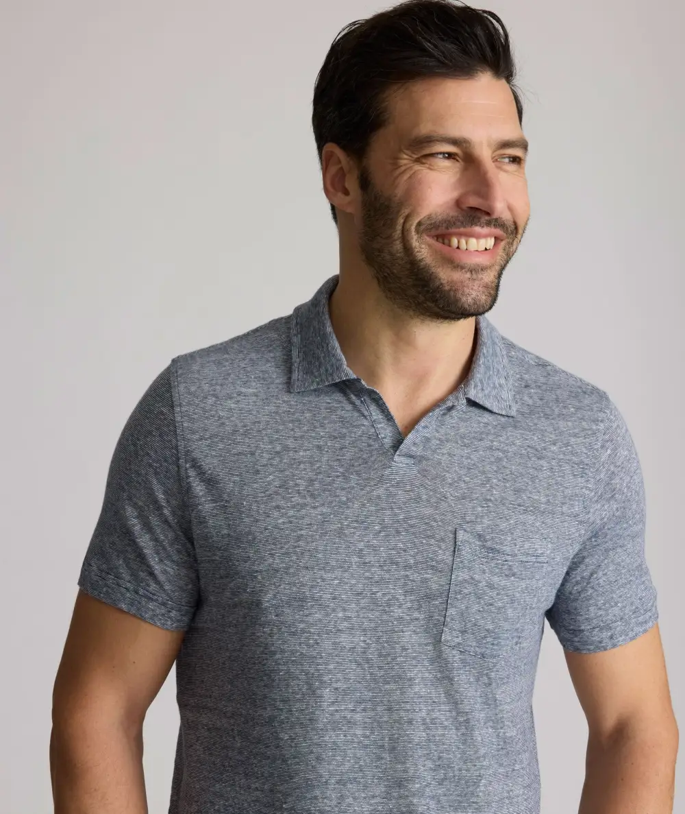 Cotton-Linen Johnny Collar Polo