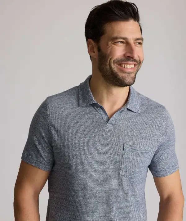 Cotton-Linen Johnny Collar Polo