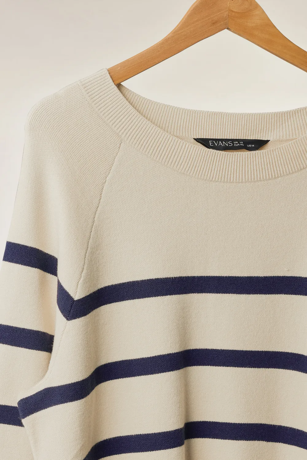 EVANS Curve Ivory White & Blue Striped Knitted Jumper
