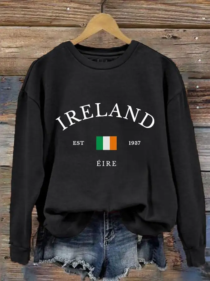 Women's Ireland St Patrick Day Print Crew Neck Sweatshirt
