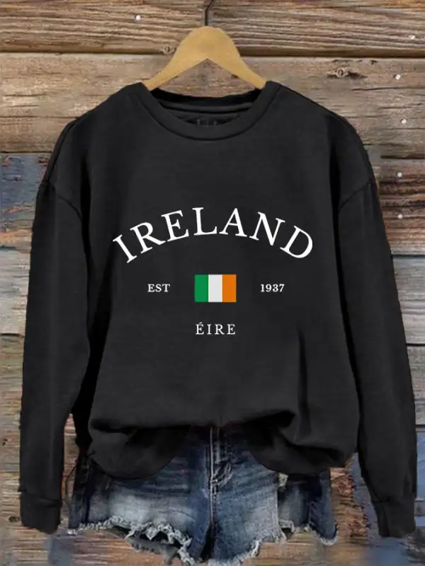 Women's Ireland St Patrick Day Print Crew Neck Sweatshirt