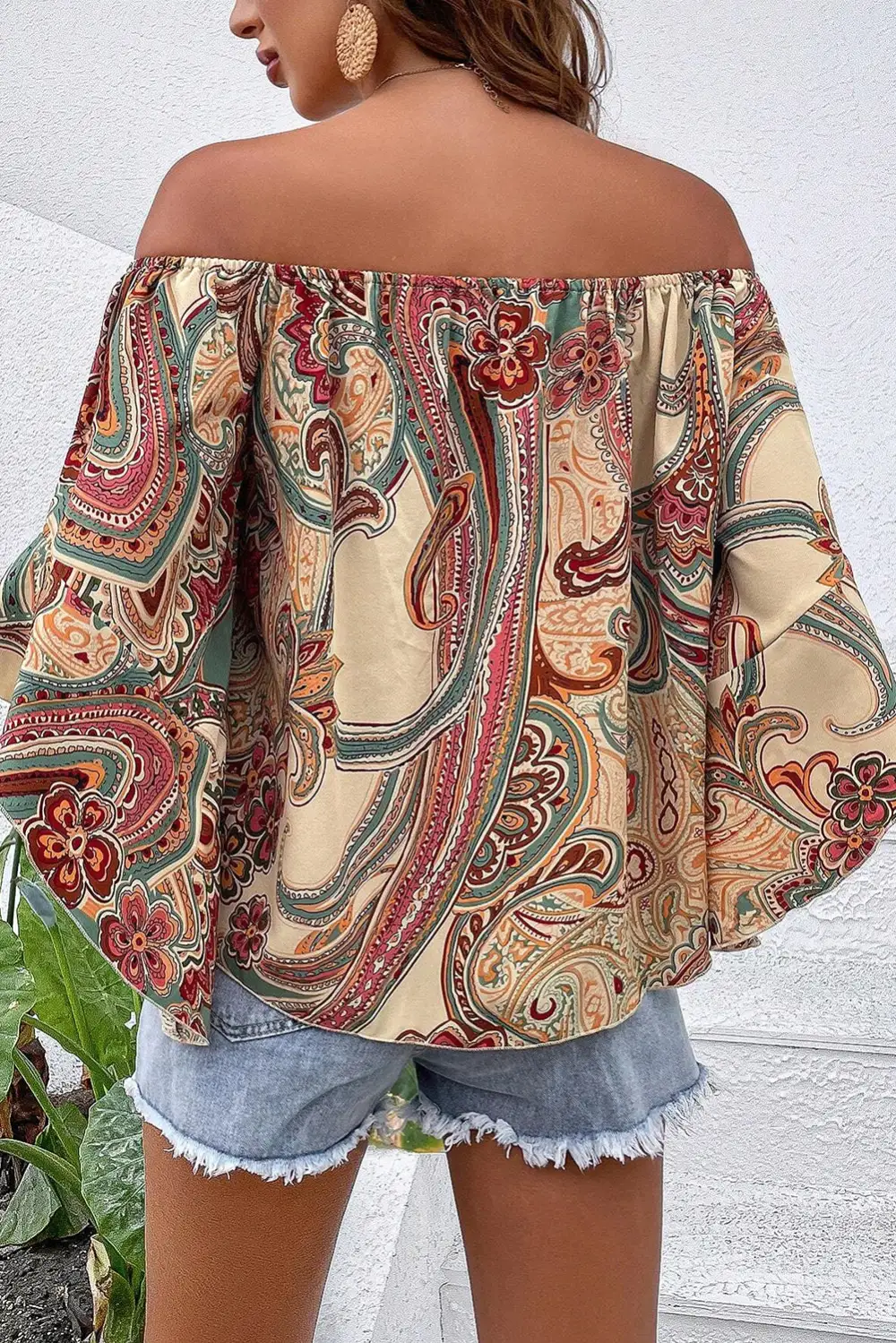 Paisley Ruffled Smocked Blouse