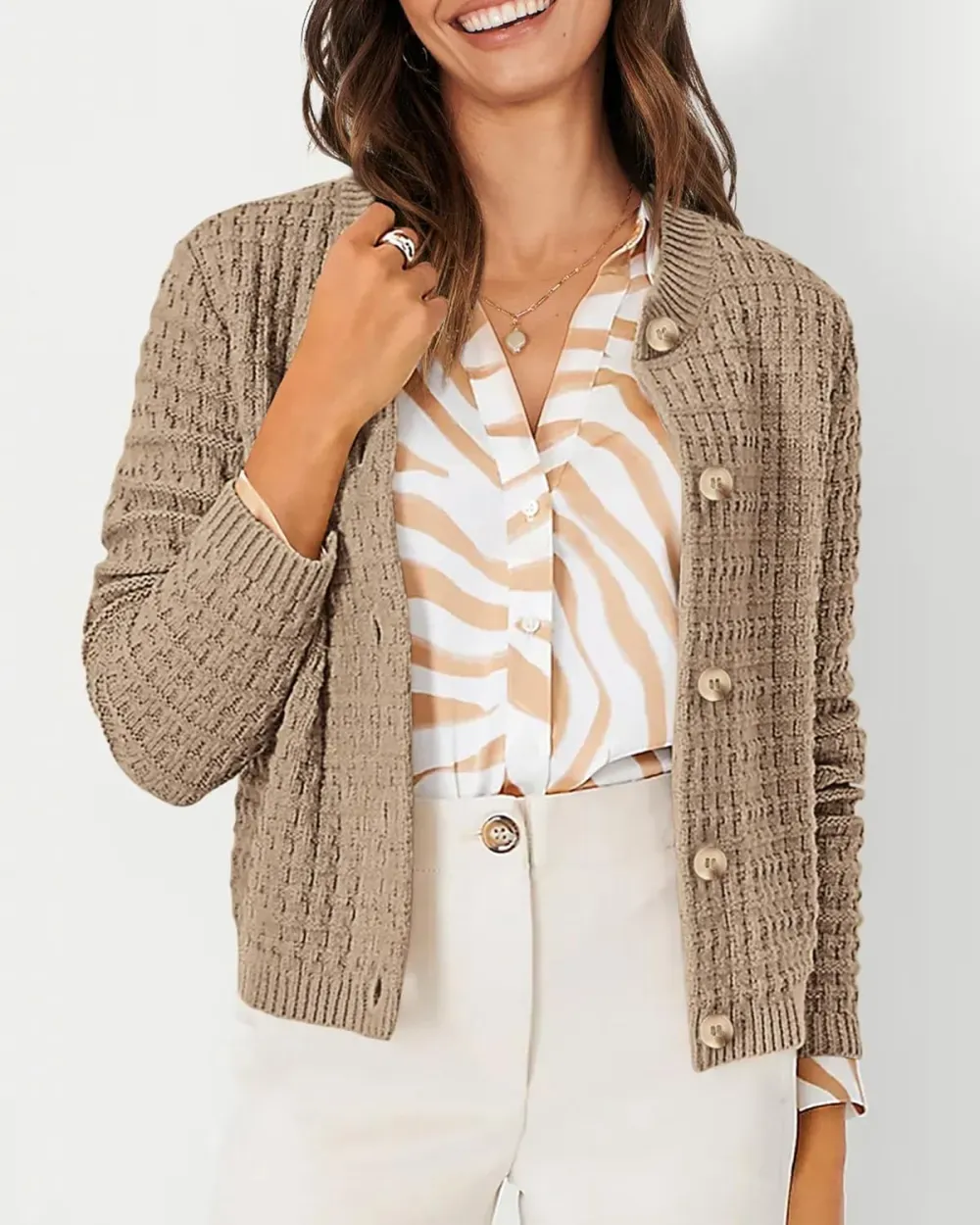 Women's Knit Cardigan Sweaters Casual Long Sleeve Open Front Button Down Trendy Jackets Outerwear