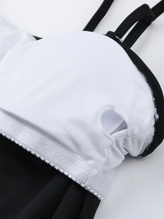 Women's Swimwear Tankini 2 Piece Normal Swimsuit 2 Piece High Waist Open Back Pure Color Green Black Blue Purple Dusty Blue Camisole Padded Strap Bathing Suits New Vacation Holiday / Modern