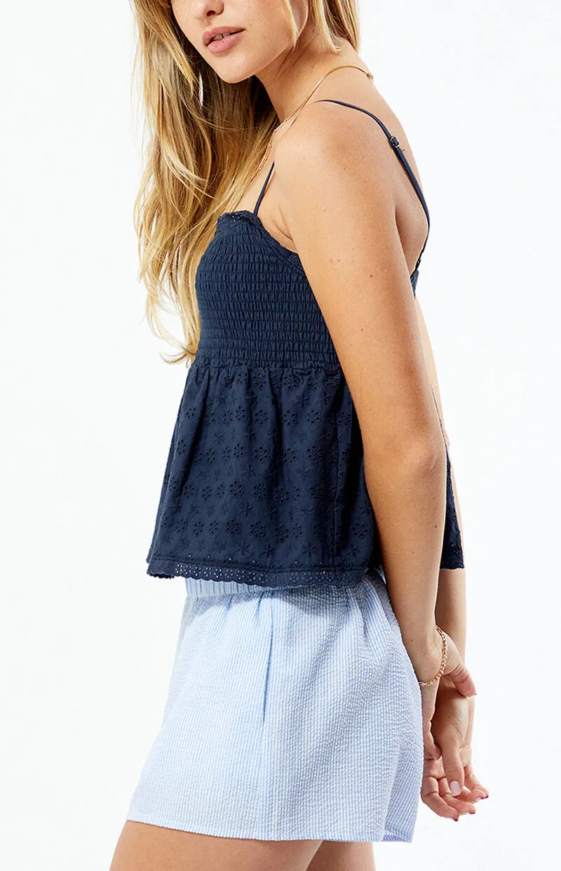 LA Hearts Ruched Bow Tie Babydoll Top