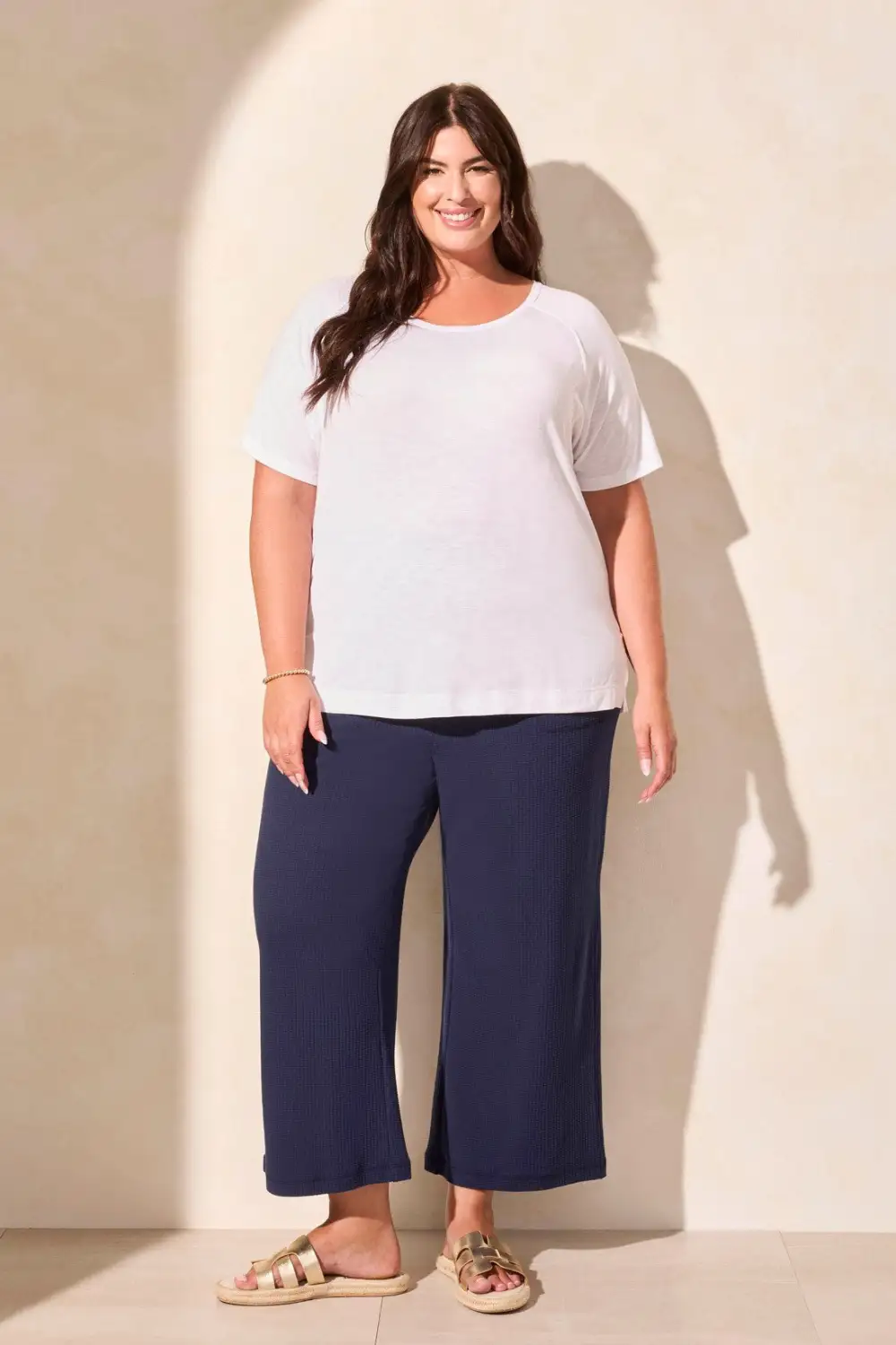 Textured Pull-On Capri-Jet Blue