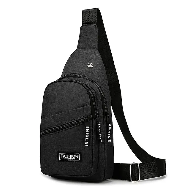 Men's Crossbody Bag Shoulder Bag Chest Bag Oxford Cloth Outdoor Daily Holiday Zipper Large Capacity Lightweight Durable Solid Color Black Blue Grey