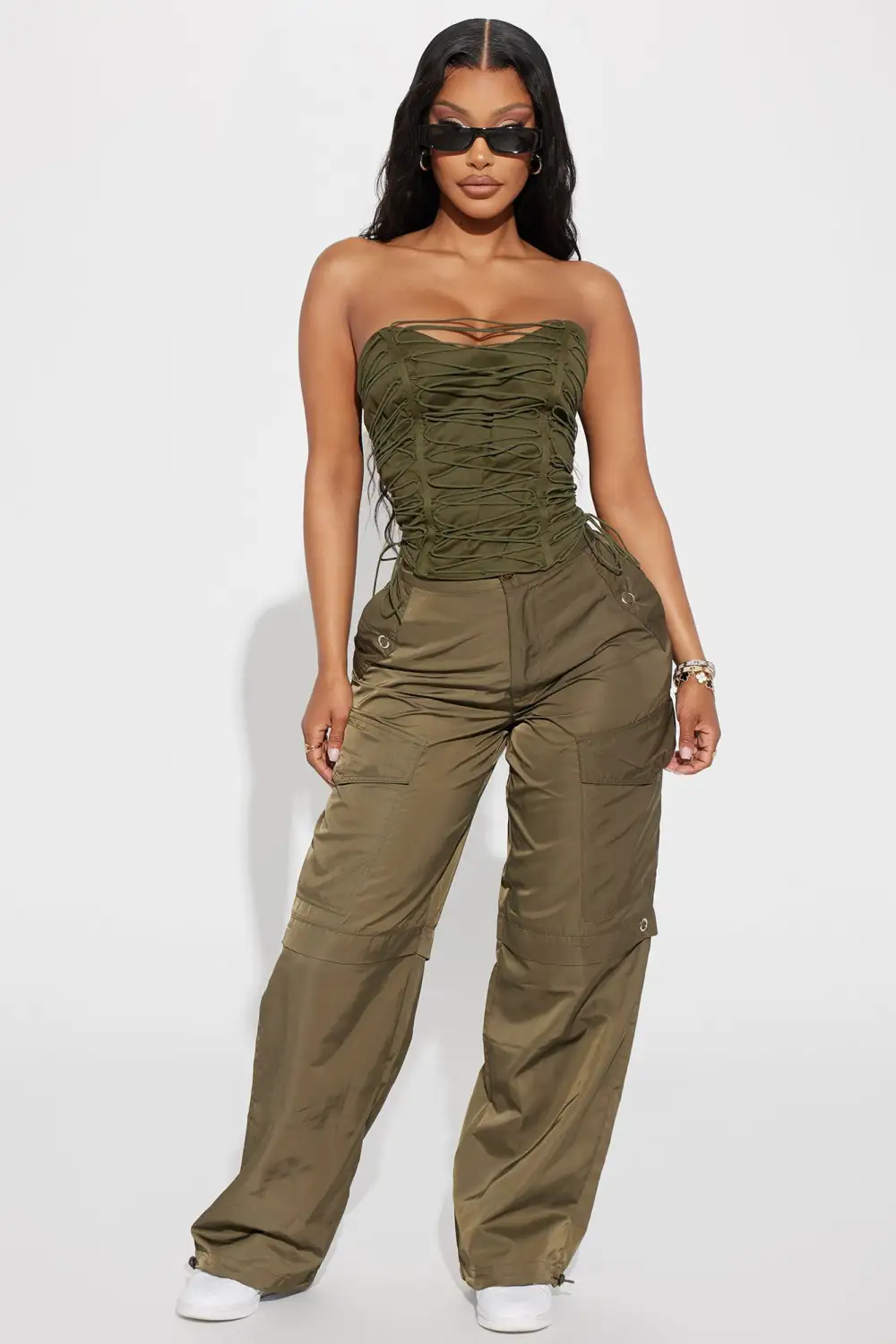 All The Details Corset Top - Olive