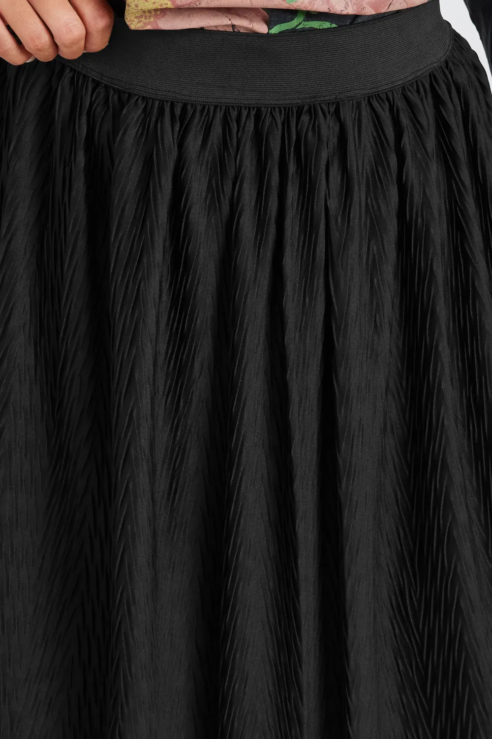 YOURS Curve Green Geometric Floral Print Pleated Skirt