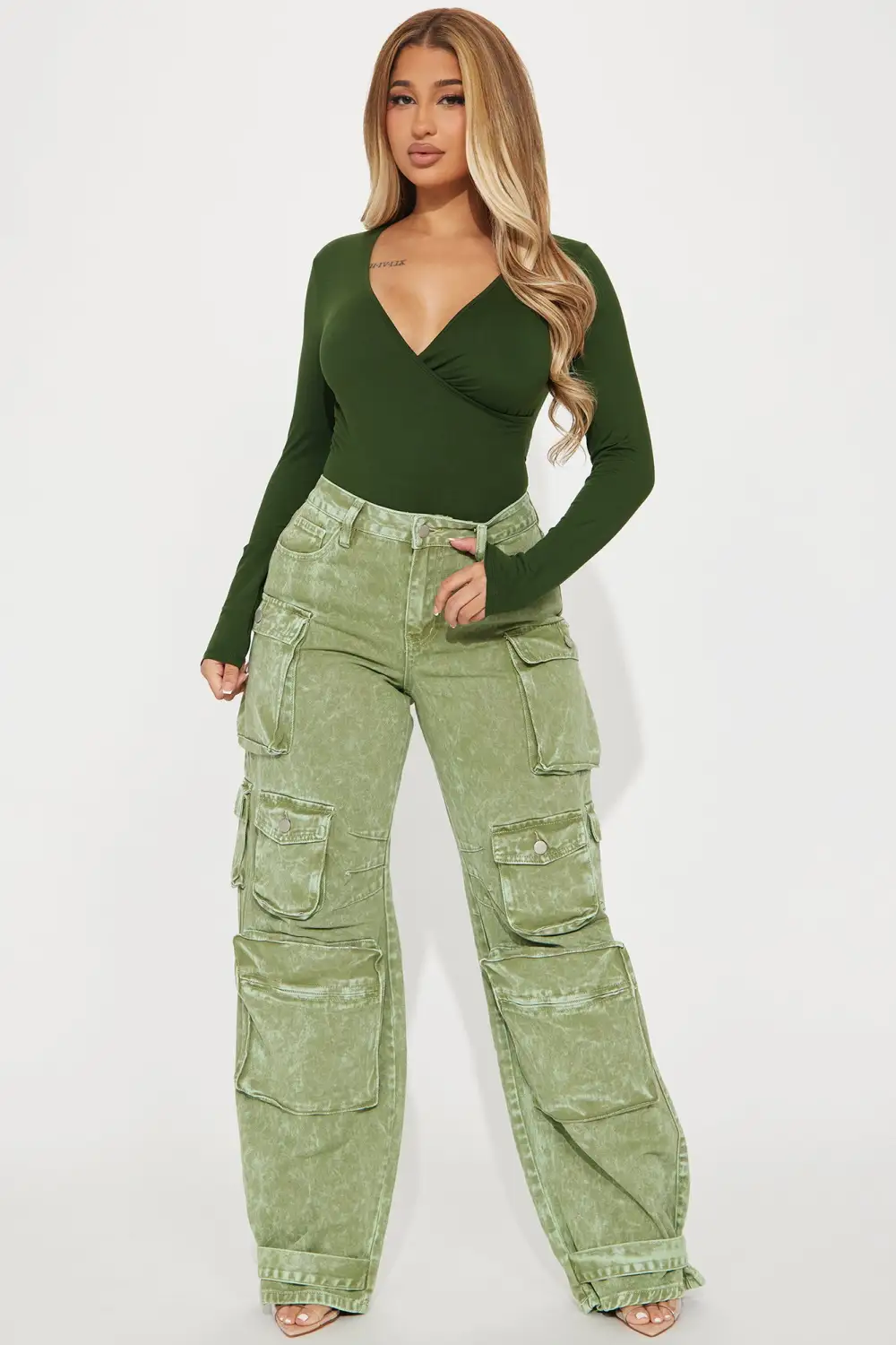 Bonnie Surplice Bodysuit - Green