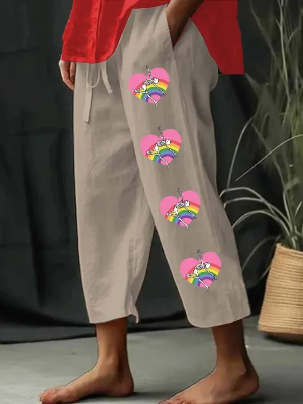 Women'S Pride Month Heart-Shaped Printed Pants