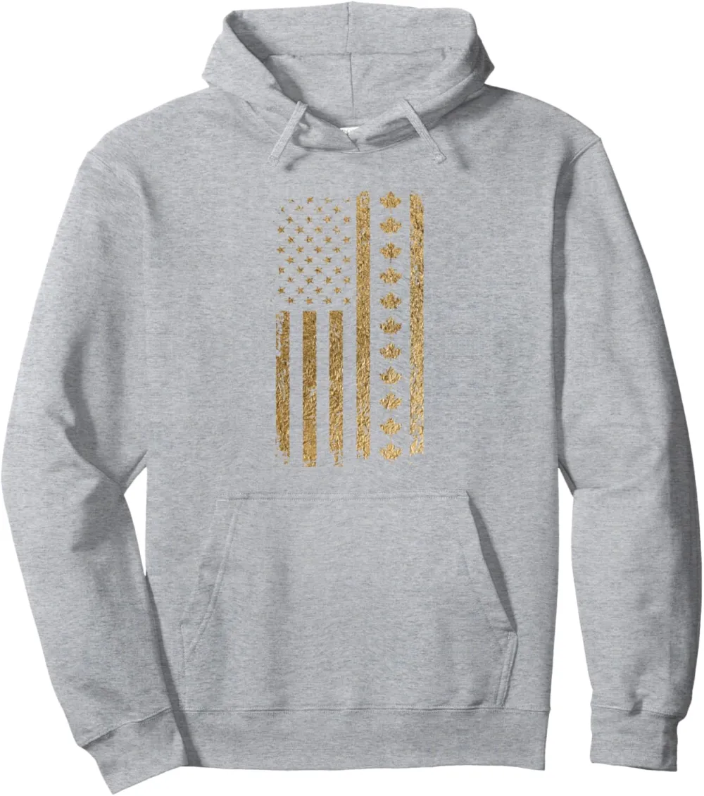 Our 51st state of America American Flag with Canada Maple Pullover Hoodie