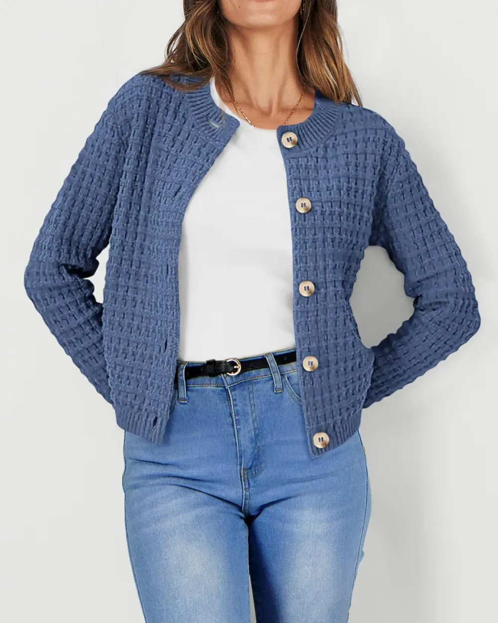 Women's Knit Cardigan Sweaters Casual Long Sleeve Open Front Button Down Trendy Jackets Outerwear