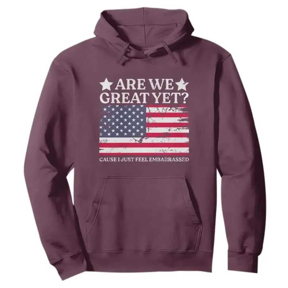 Are We Great Yet Hoodie Cause I Just Feel Embarrassed American Flag TS09