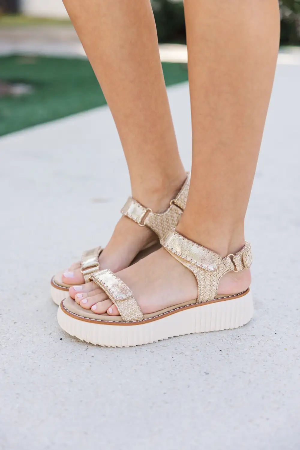 On The Run Gold Platform Sandals