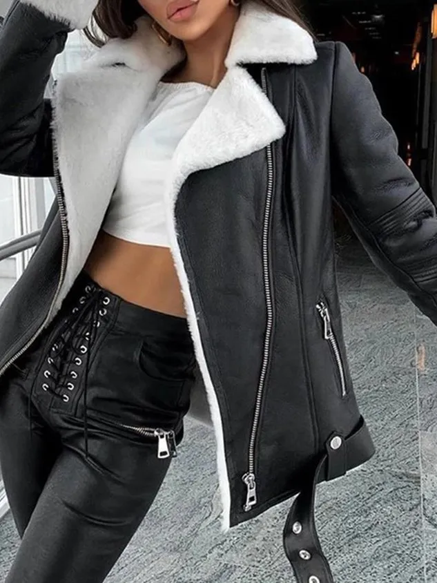 Black Long Sleeve Lapel Jacket