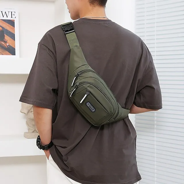 Women's Crossbody Bag Shoulder Bag Belt Bag Nylon Outdoor Shopping Holiday Zipper Large Capacity Waterproof Lightweight Solid Color Black Blue Green