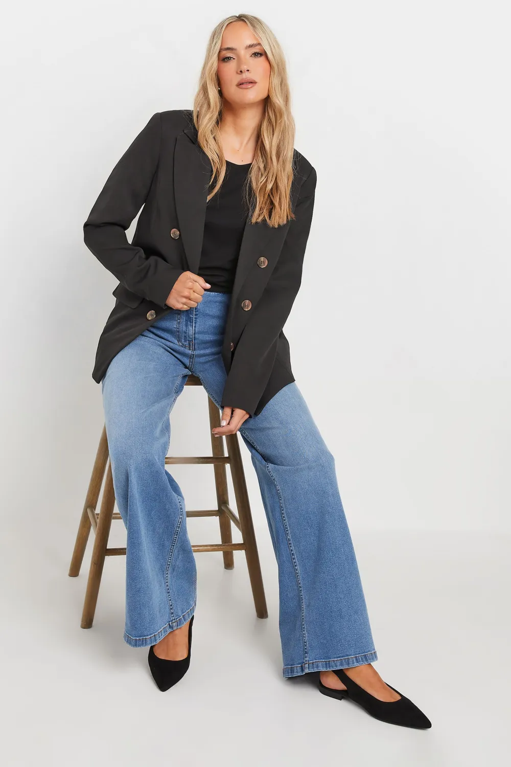 LTS Tall Black Double Breasted Blazer