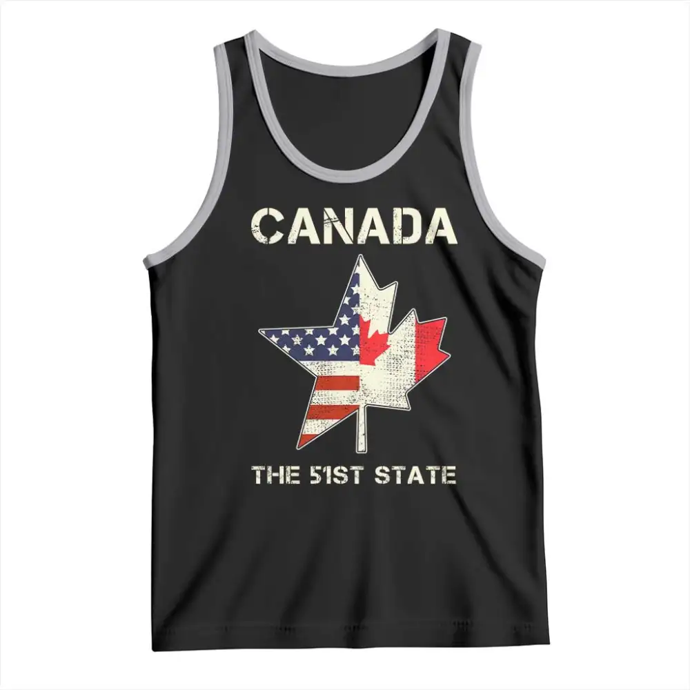 Canada The 51st State Tank Top Maple Canadian American Flag TS09