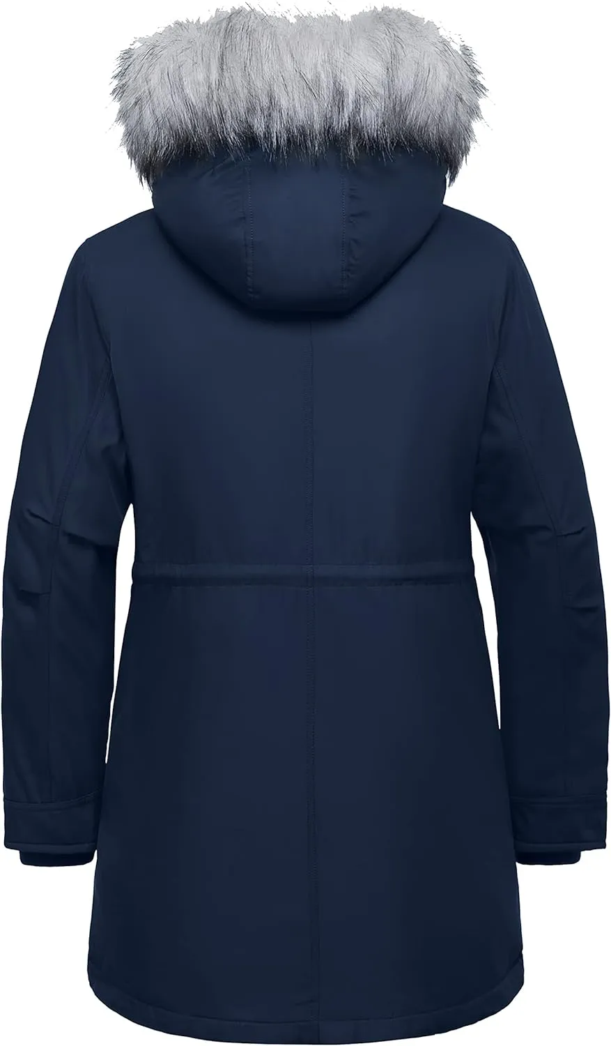 Women's Plus Size Winter Insulated Parka Coat with Faux Fur Hood