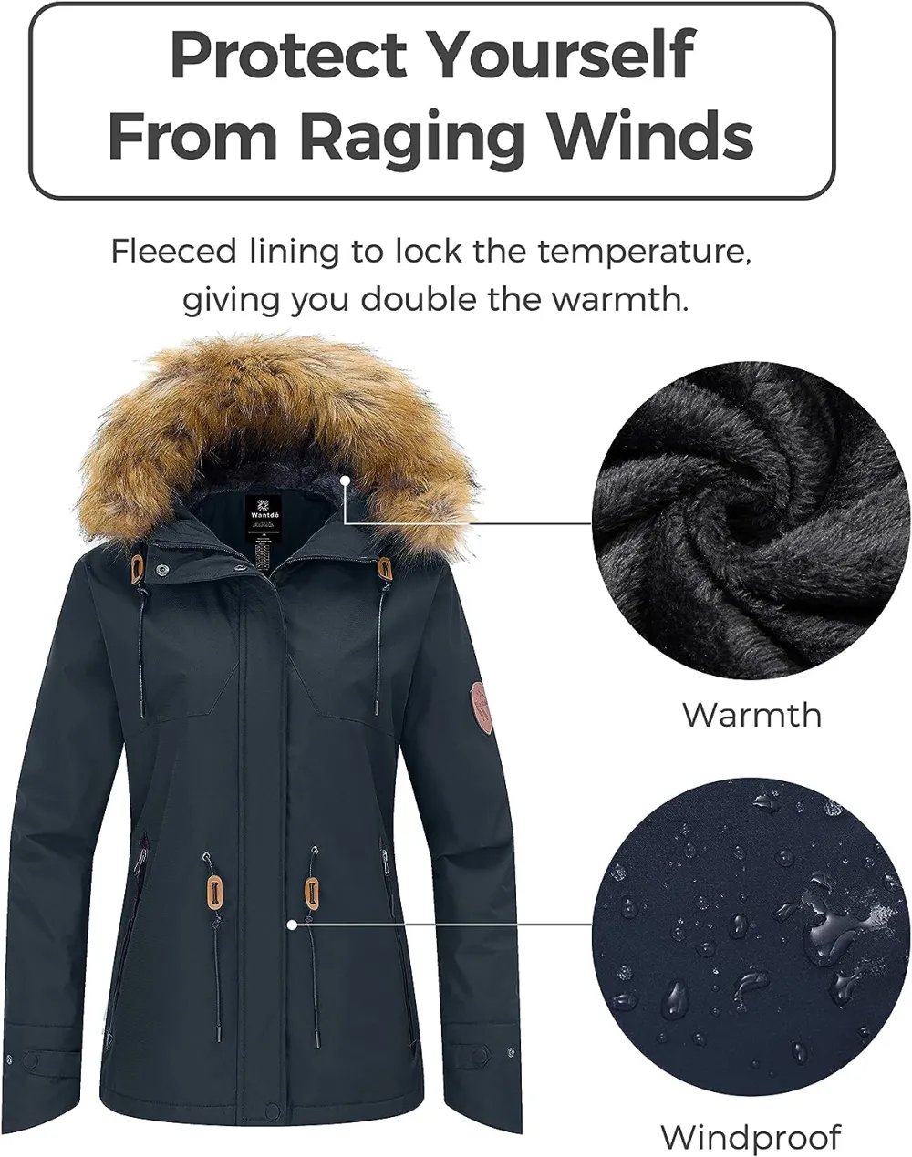 Women's Waterproof Ski Jacket Hooded Winter Snow Coat Mountain Snowboarding Jackets Insulated Fleece Parka