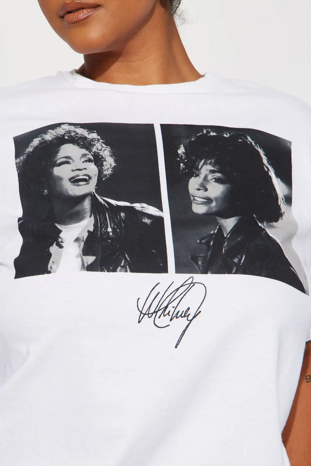 Whitney Houston Photoreal Graphic Tee - Beige