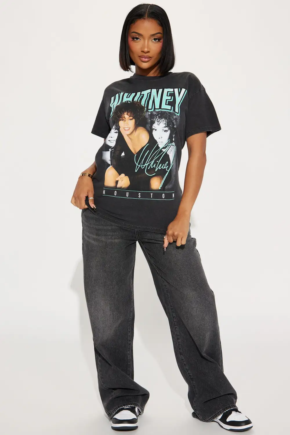 Whitney Houston Washed Tshirt - Black Wash